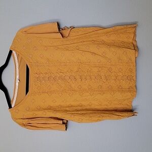 Maurices Women's Girly Casual Cotton XXL flutter sleeve linen blend boxy top